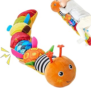 Babŷ Sensory Toy - Caterpillar Height Ruler Newborns Plush Doll | Infant Stuffed Animal Activity Soft Toys with Teether | Tummy Times Sensory Toys for 0-6 12 Months Boys Girls Nursery Decor