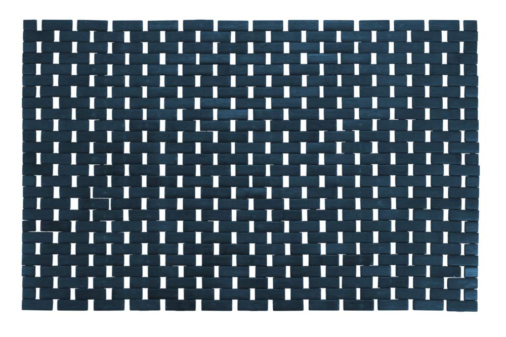 WENKO Badematte Bamboo Dunkelblau - Unterseite rutschhemmend, Bambus, 50 x 80 cm, Dunkelblau