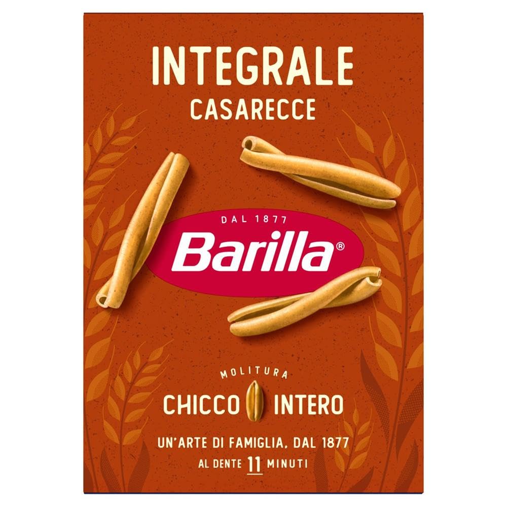 Italian Gourmet Integrale Casarecce pasta Vollkorn kurze Nudeln 30 x 500g | Da grano duro completo, ricca di fibre; bissfest in 11 Minuten, ideal für, Gesamtnettogewicht 15 kg + Kostenlos Polpa 400g