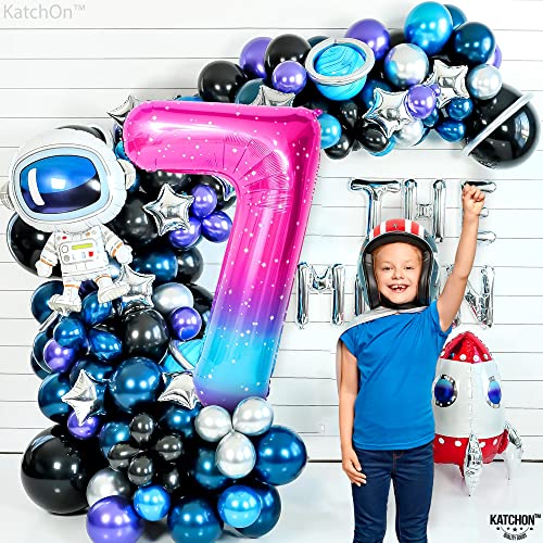 Image of Katchon, 40 Inch Rainbow Number 7 Balloon For 7th Birthday Decorations | 7 Balloon For Unicorn Birthday Decorations, Helium Supported Gradient Blue Pink Number Balloons For Rainbow Birthday Decor