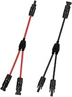 Vista 8 de Conector solar Y, cable paralelo de rama en Y, adaptador de conector solar 1 a 2 macho hembra, 10AWG 45A impermeable IP68 40CM cable, para paneles