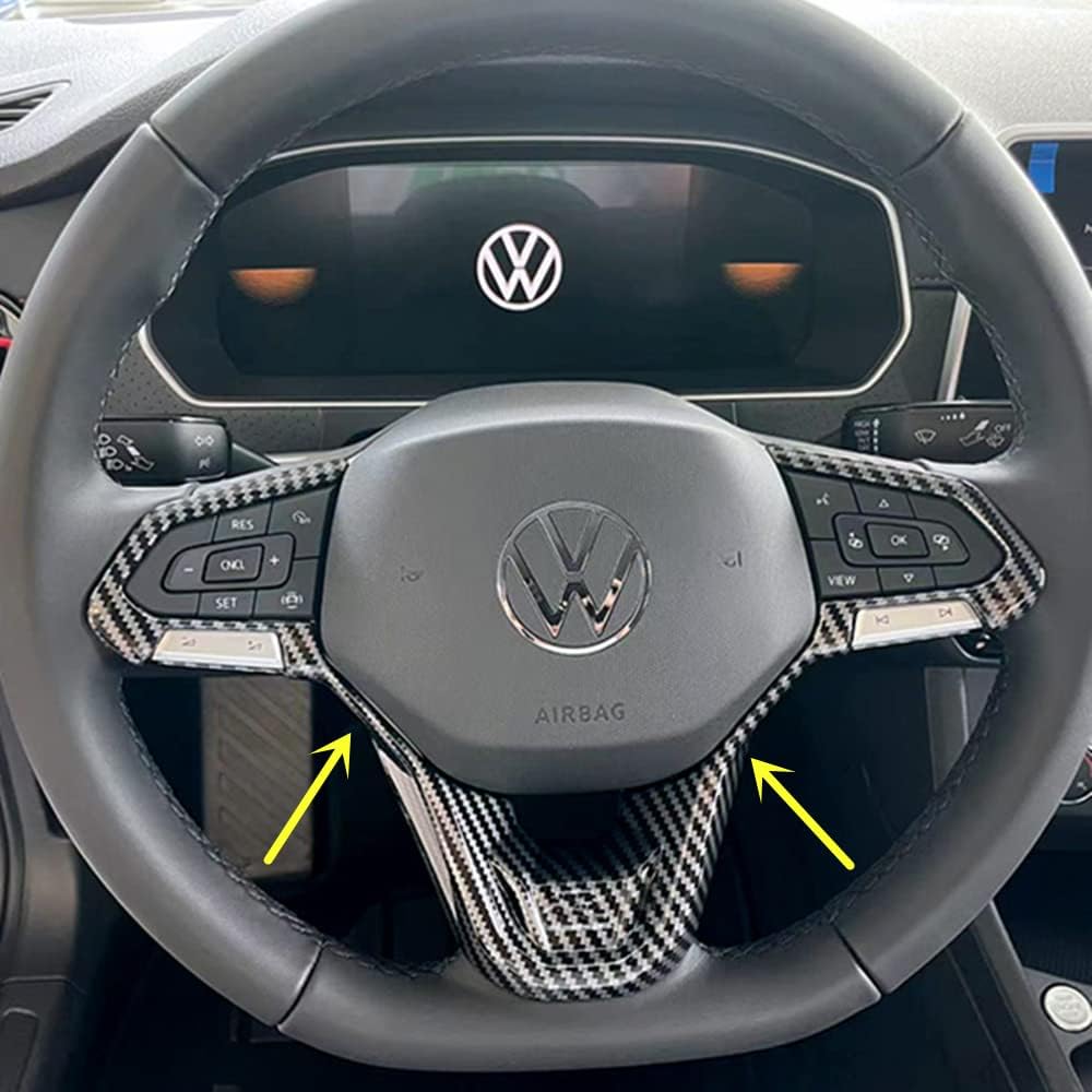Sport Style Carbon Fiber Print Steering Wheel Cover Trim for VW Volkswagen Atlas