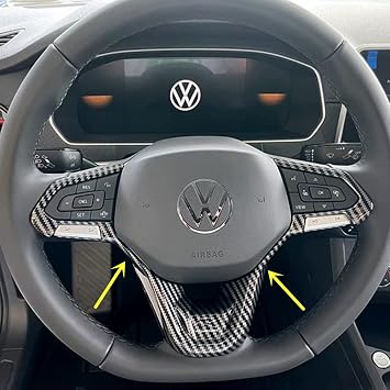 Sport Style Carbon Fiber Print Steering Wheel Cover Trim for VW Volkswagen Atlas 2021-2025 Atlas Cross Sport Taos Jetta 2022-2025