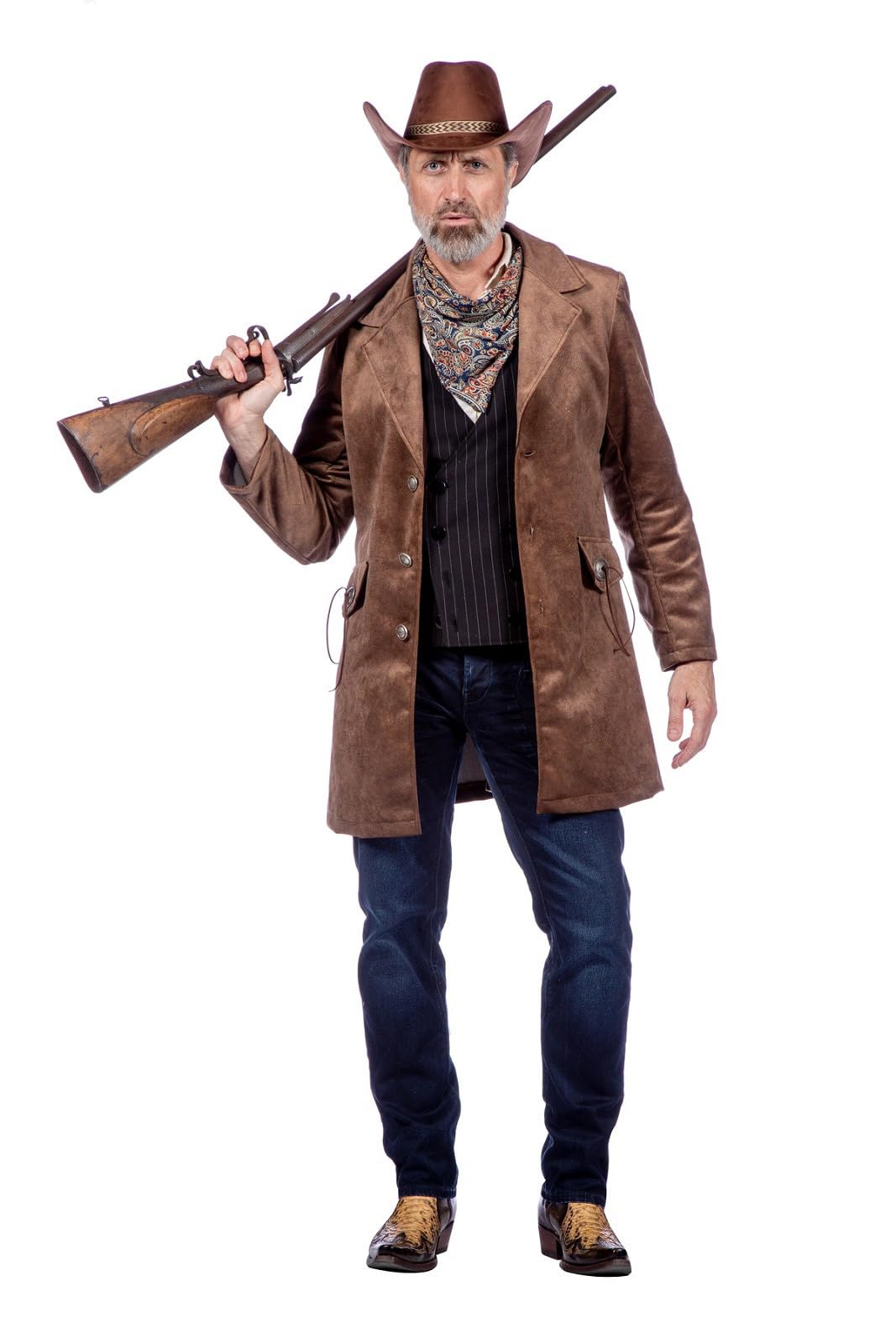 WILBERS & WILBERS 330438 - Western Mantel für Herren, braun, Cowboy Look, Karneval