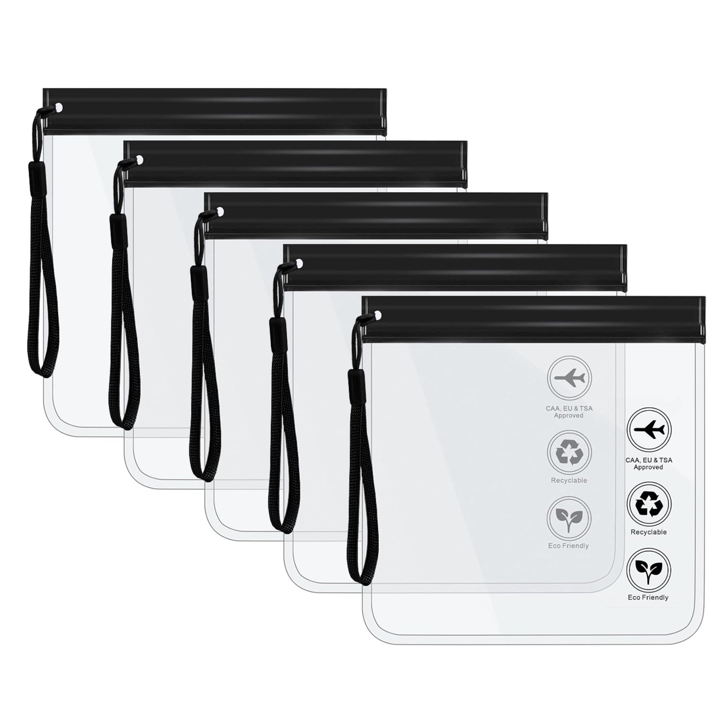 EUZUXU 5 PCS Neceser Transparente Viaje Avion, Neceseres Transparentes Aprobados por el Aeropuerto, 20 x 20 cm, Neceser de Viaje Impermeable, Viajes Accesorios