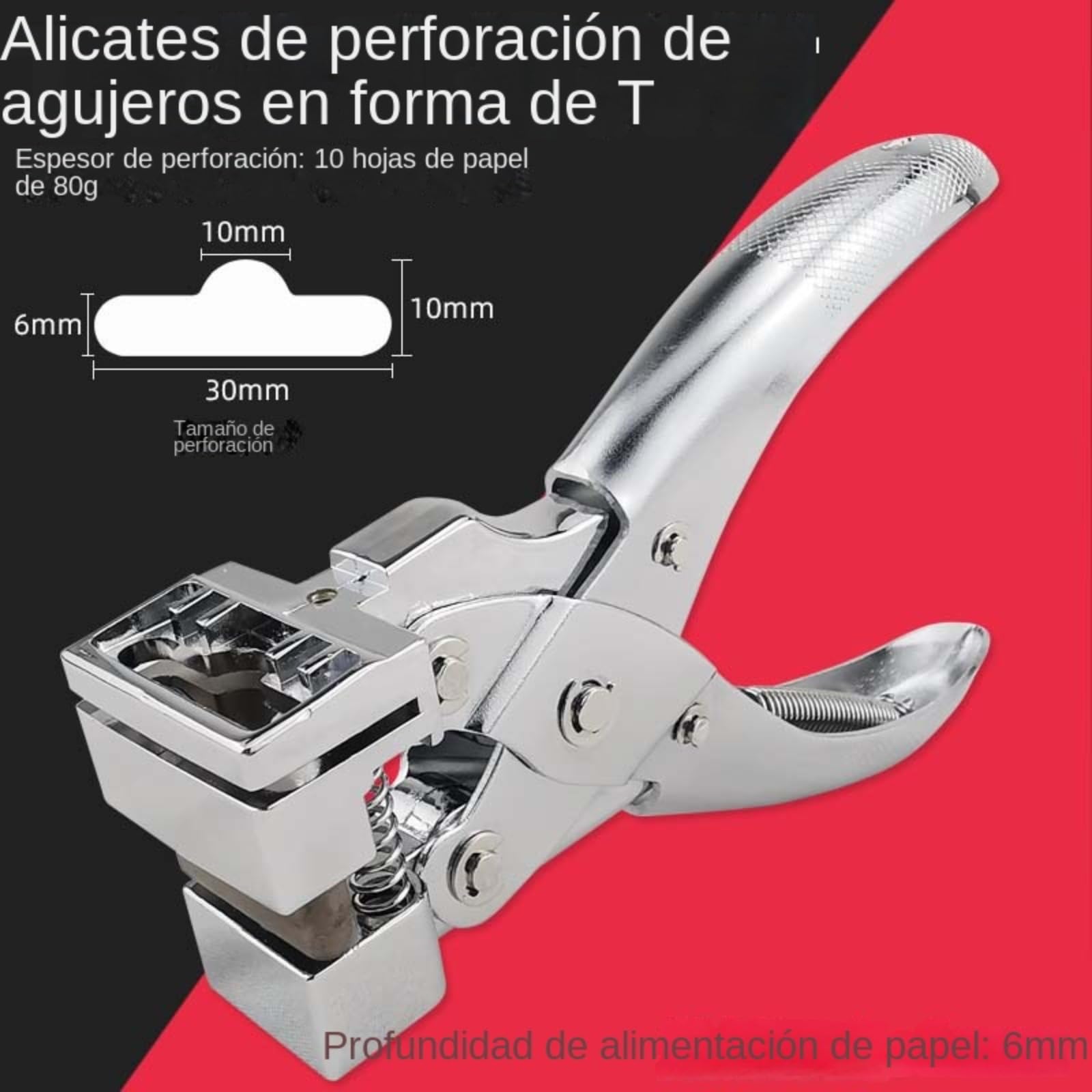 Perforadora en Forma de Ranura en T, Agujeros para Colgar de Mano, Cortador de Agujeros para avión/Mariposa para Papel de Polipiel, Bolsa de plástico, Tarjeta de PVC