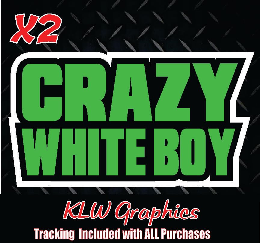 Miniatura 2 de Crazy White Boy Lime Green Black White Full Color Vinyl Decal Sticker JDM Car Turbo Diesel Truck Crew Cab Redneck Country