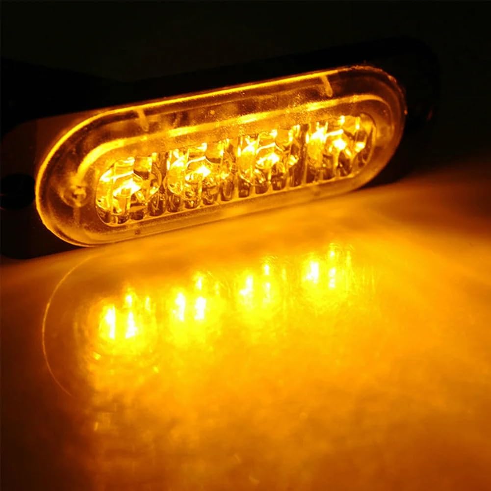 Luz trasera del coche Barra de luces LED ámbar para rejilla de 4x, para camión, furgoneta, todoterreno, luz urgente, luz Led estroboscópica de advertencia lateral de 12-24V, lámpara de baliza para coc