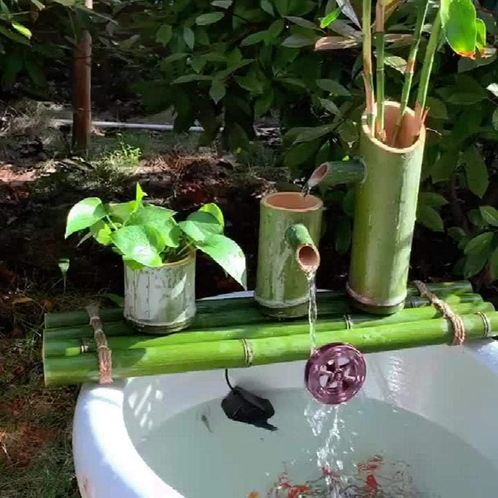 Bamboo Fountain Water Feature Bamboo Fountain Decor Water Spout With Pump Feng Shui Wheel Sculptures Statues Arts Crafts Artwork For Garden Decoration Waterfall Outdoor Japanese Feature,25cm