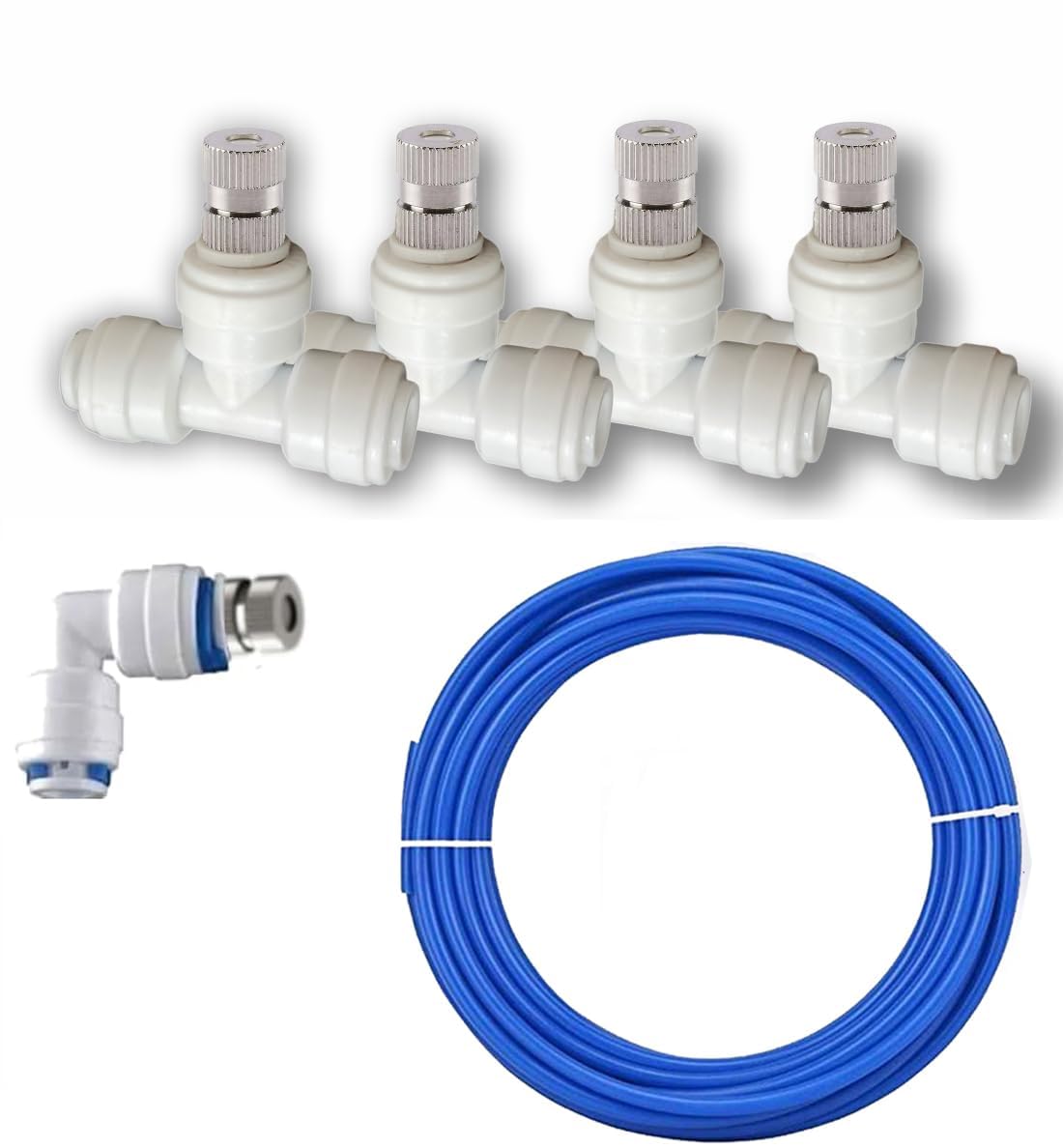 5 pcs SS Misting Cooling System Nozzle with Tee Connector, 10 Mtr Pipe White Fogger Sprayer I Dairy Farming, Animal Husbandry, Balcony Outdoor High Pressure Mist & Fogger Kit-image-40