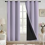 Yakamok 100% Rideaux noir pour la chambre 63 Longueur de pouce,Drapeaux de blocage de lumière totale avec fond noir, Panneaux de grommet solide isolant thermique pour le salon, 38Wx63L, Crème, 2 Panneaux