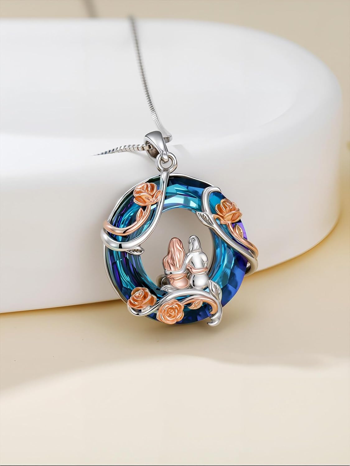 TOUPOP Sister Birthday Gifts for Sister 925 Sterling Silver 2 to 5 Sisters Necklace Rose Flower Pendant Crystal Jewelry Birthday Gifts for Women Best Friend - Image 3