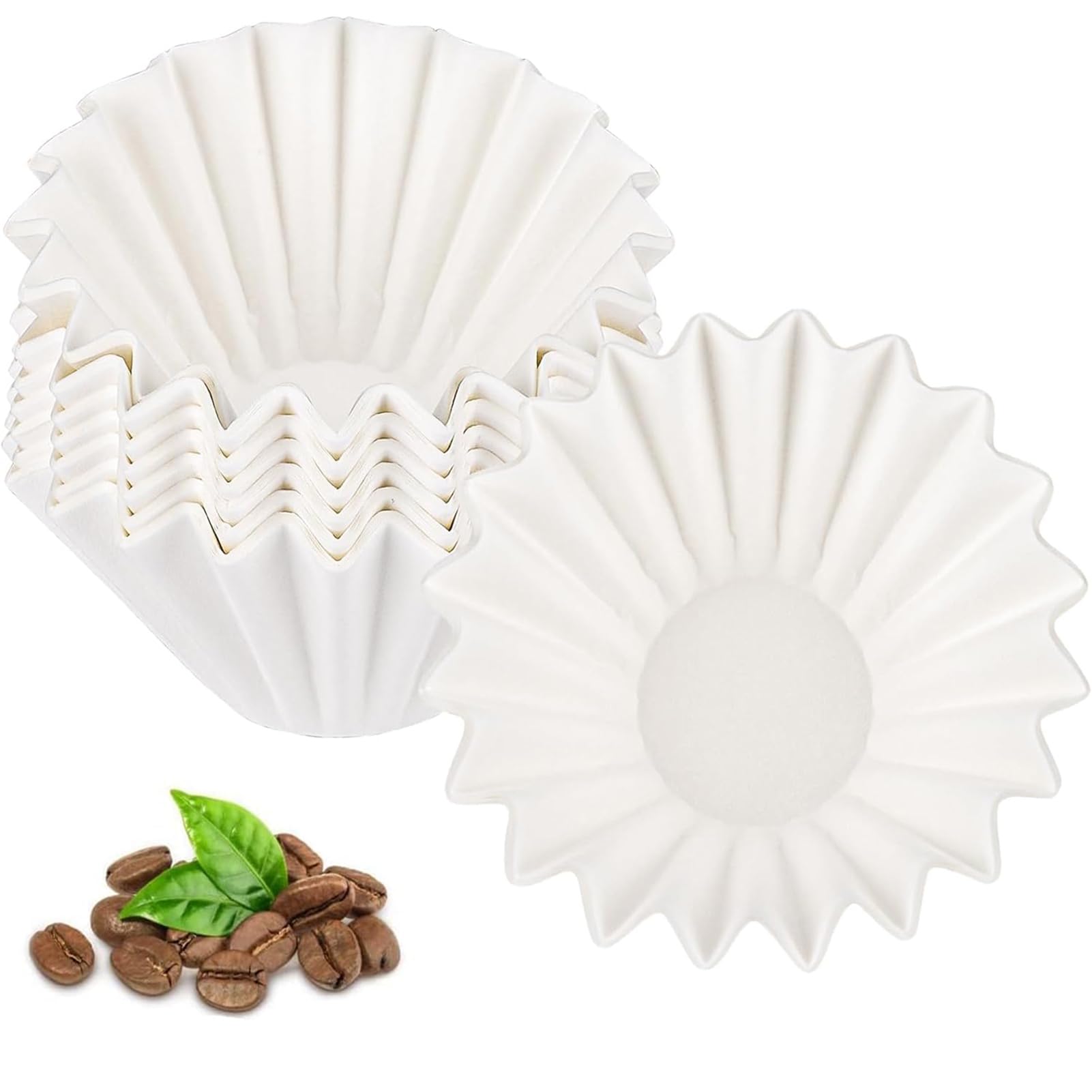 ANTOLE Wave Paper Coffee Filters, 100Pcs Basket Coffee Filter Paper,Disposable Large Size 185 White Paper Coffee Filter Can be Used In Home at Office and for Travel Purposes as well(2-4 Cup) (100Pcs)