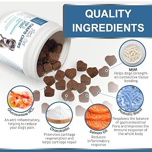 Chapo Chews, 120 Glucosamine Hip & Joint Supplement for Dogs, Extra Strength, Chondroitin, MSM, Probiotics, Hemp & Salmon Oil. Treats Arthritis, Pain & Inflammation, Mobility, Gut Health Chapo Chews, 120 Glucosamine Hip & Joint Supplement for Dogs, Extra Strength, Chondroitin, MSM, Probiotics, Hemp & Salmon Oil. Treats Arthritis, Pain & Inflammation, Mobility, Gut Health