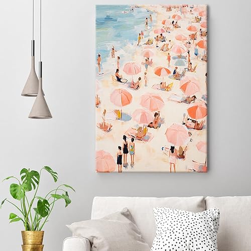 Miniatura 4 de Póster moderno de color rosa pastel, decoración de pared de playa de verano, divertida, impresión en lienzo de vaquera costera, pintura retro del