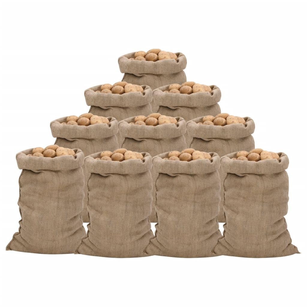 Lot de 10 sacs en jute - 60 x 105 cm - 100 % jute - 340 g/m² - Pour la maison et le jardin