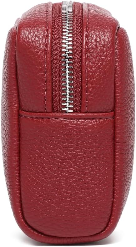 Makeup Bag Large Capacity Women's Classic Black Wash Bag Adjustable Partition Wash Brush and Cosmetic Carrying Bag (PU/Encore Red) - Image 8