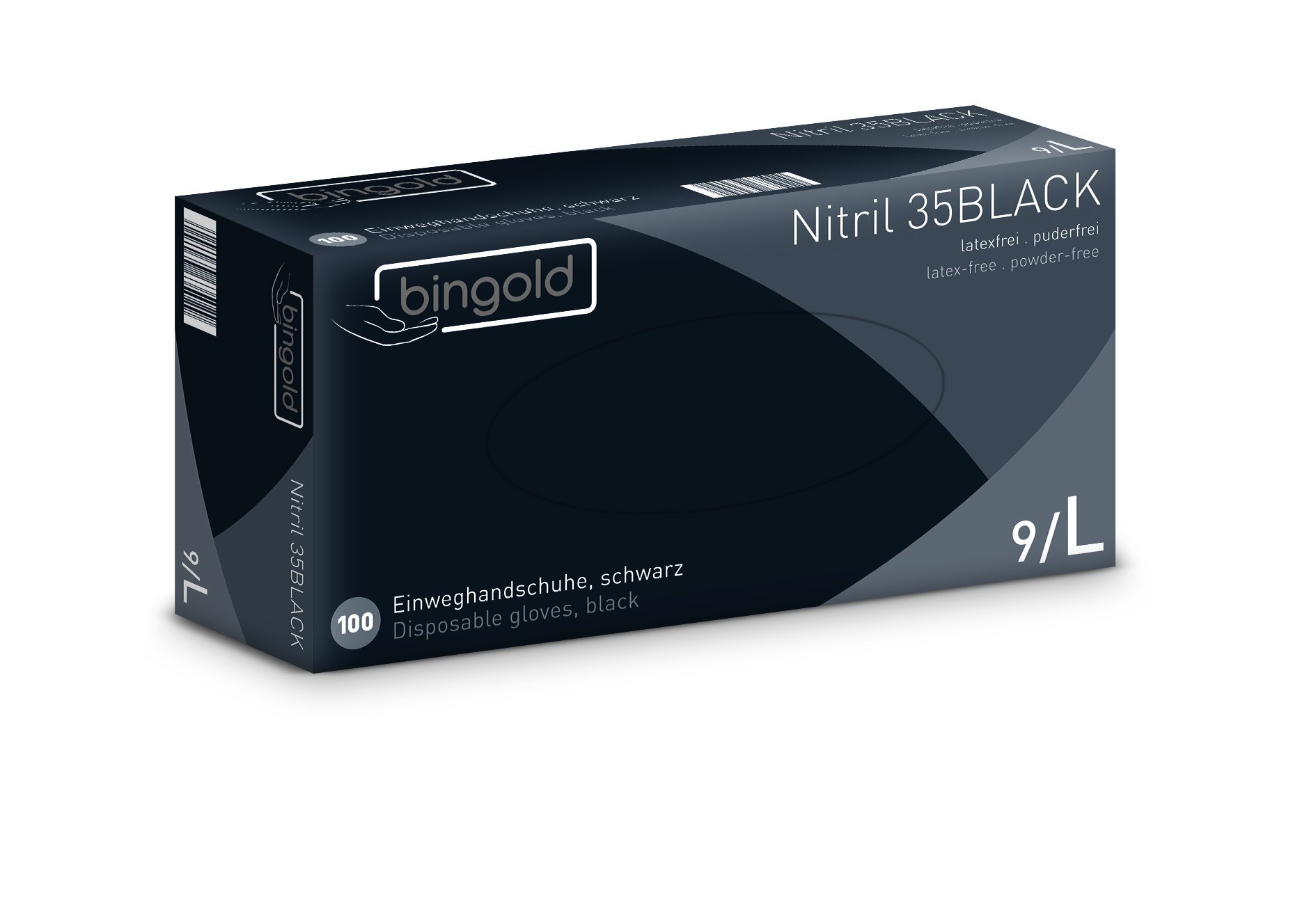 bingold Guanti Monouso in Nitrile 35black 10 X 100 pezzi, 1000) (Pack of 1000)