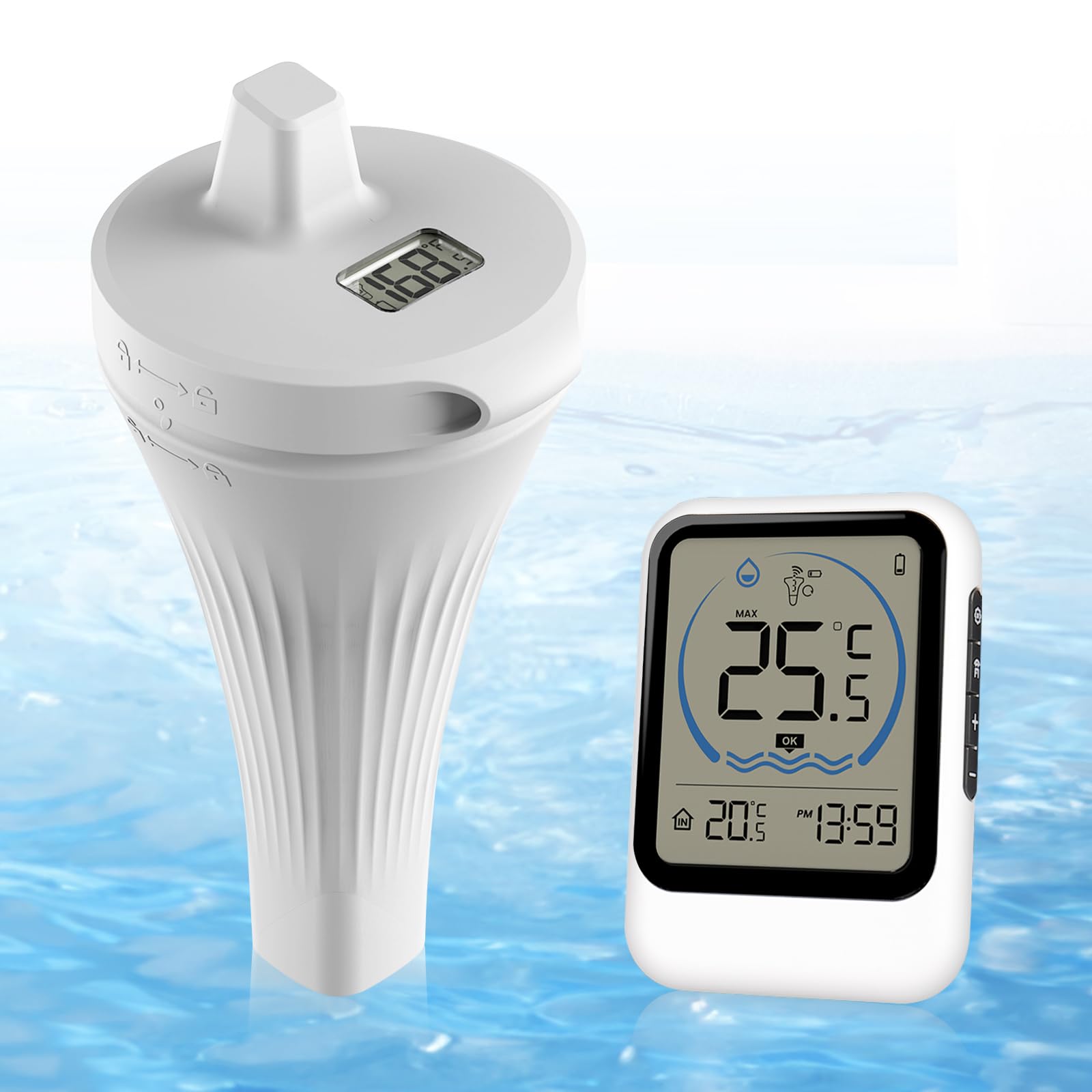 Draadloze zwembadthermometer drijvende digitale zwembadthermometer, drijvend, IP67, waterdicht, voor zwembad, jacuzzi, vijver Draadloze zwembadthermometer drijvende digitale zwembadthermometer, drijvend, IP67, waterdicht, voor zwembad, jacuzzi, vijver