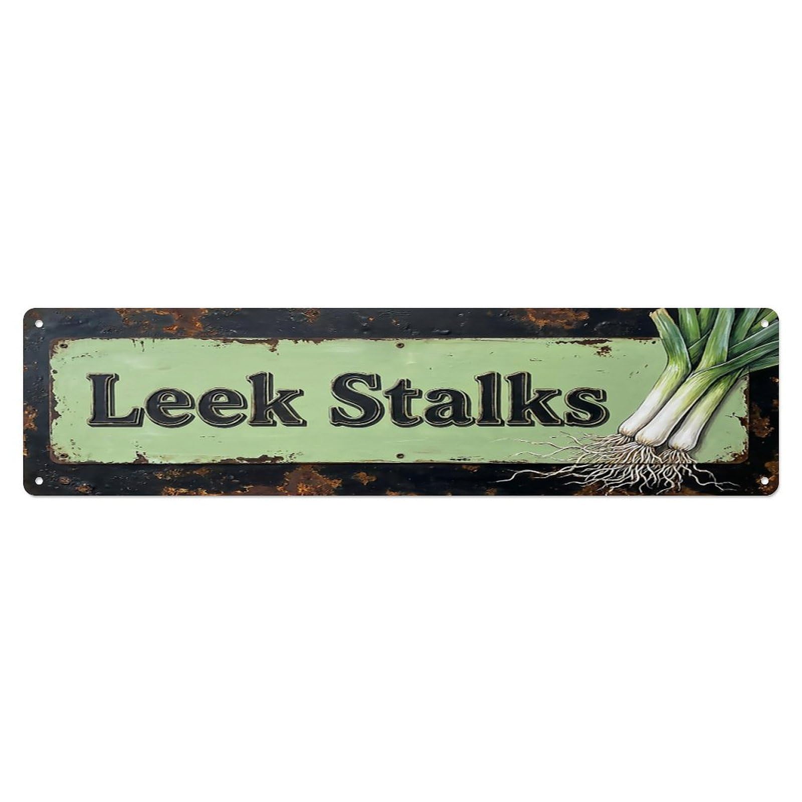 Vintage Leek Stalks Mild Farmhouse Metal Tin Sign