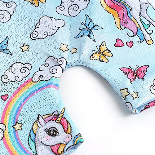 Image of HOZIY Gymnastics Leotards for Girls Unicorn Aurora Rainbow Mermaid Dinosaur Cupcake Sparkle Biketard Toddlers Kids Children