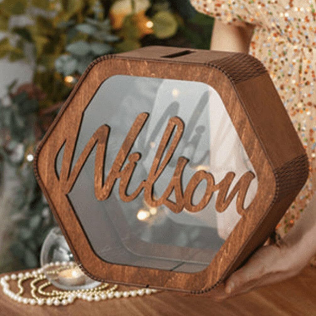 Scatola Biglietti Matrimonio Legno Stile Rustico - Esagonale, Per Ricevimenti, Compleanni O Anniversari