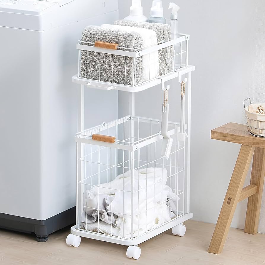 未使用 2️⃣点 大容量 ランドリーボックス 収納 Amazon｜アイリスオーヤマ ランドリーバスケットワゴン2段