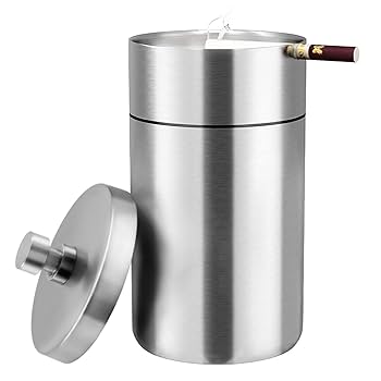 新しい ステンレス製円筒形灰皿 灰皿 1.7L 業務用 屋内用 円柱 ステンレス灰皿SM-120 （ 法人