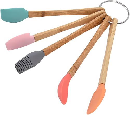 Miniatura 4 de Juego de herramientas para hornear, 5 piezas de utensilios de silicona duraderos para hornear con mango para pasteles, pan, galletas, mousse,