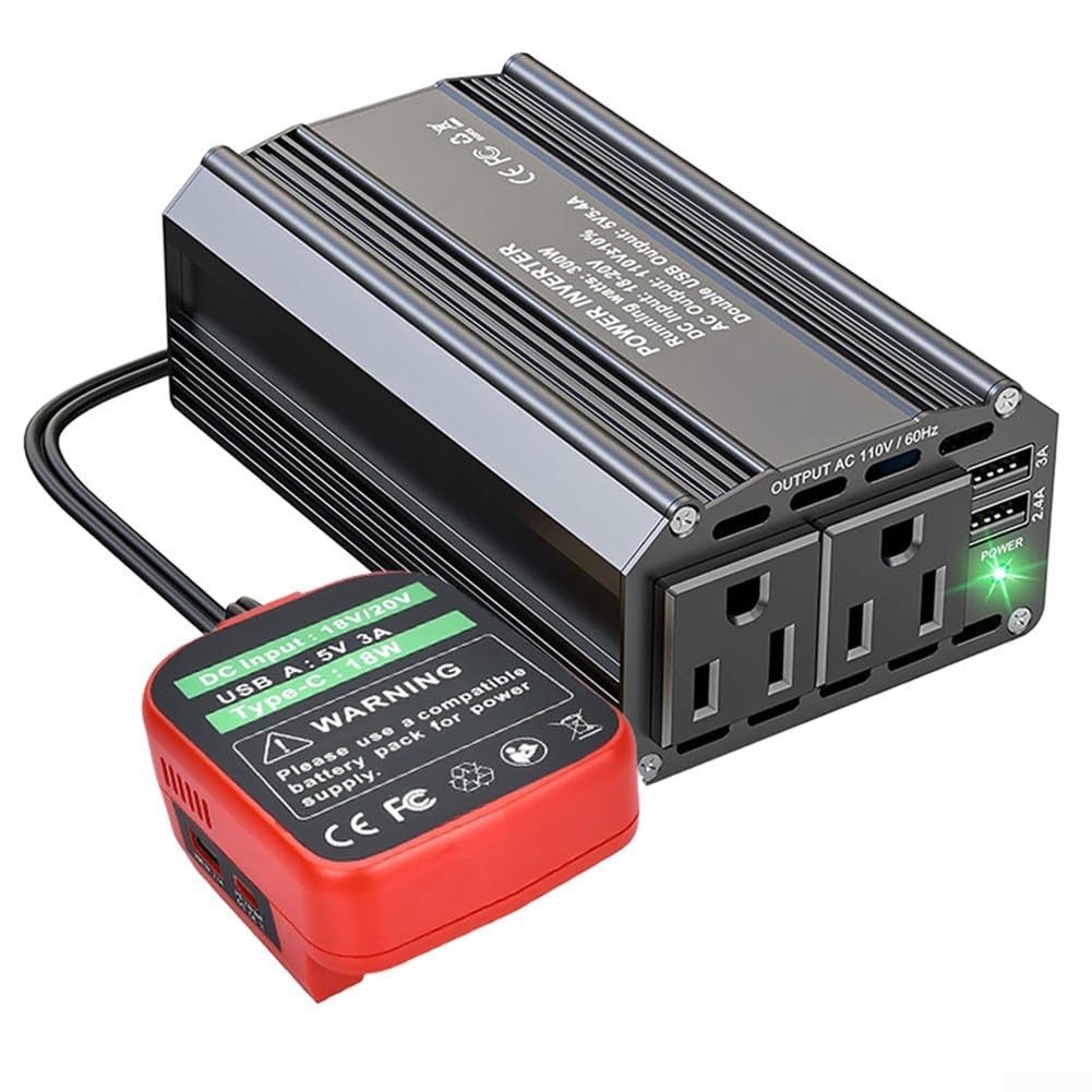 Inversor de batería de 18V a 20V de 300W con salida de 110V CA modelo B 8