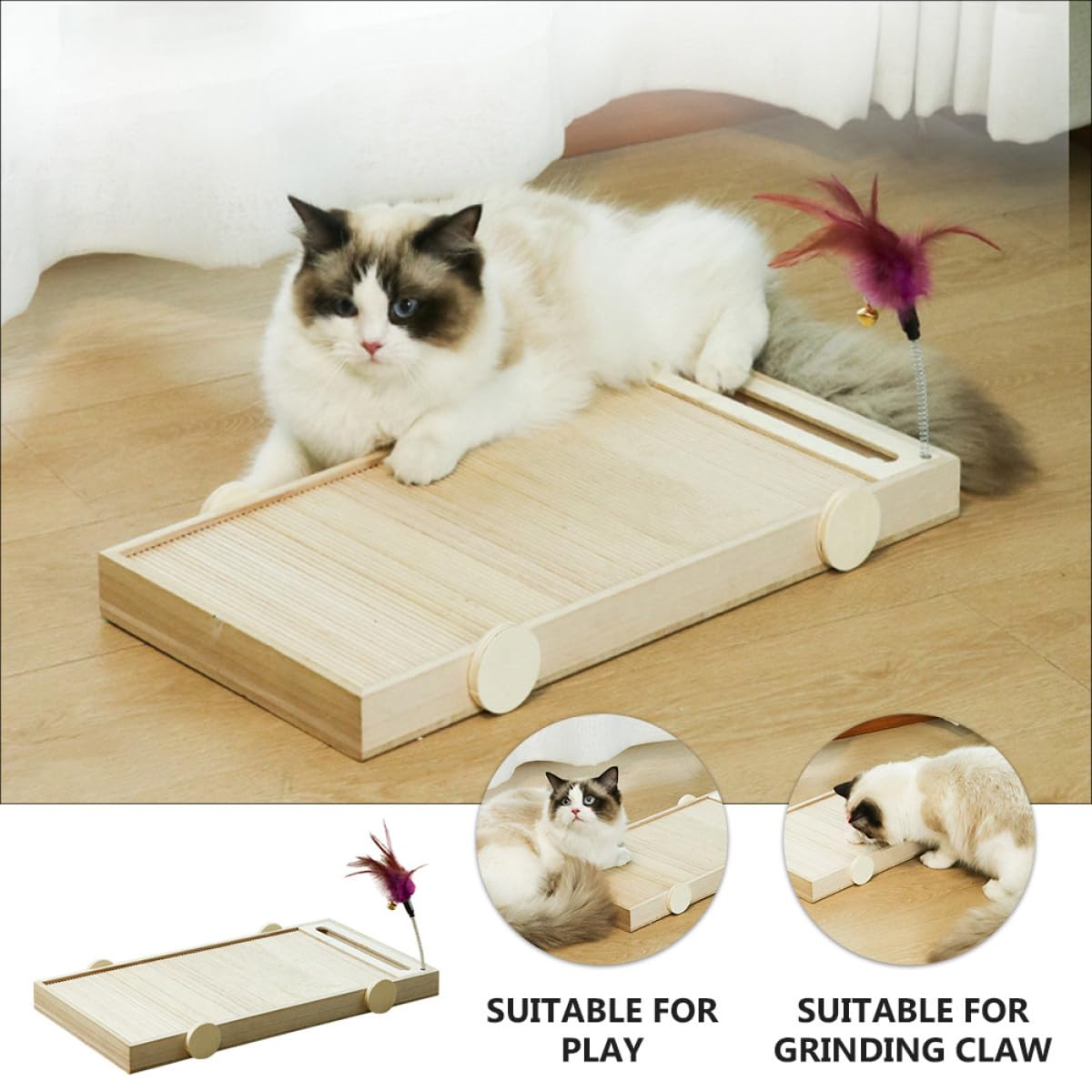Tiragraffi Comportamenti Gatti Legno per'usura in Resistente con Funzione Antigrattatura per Ridurre Distruttivi, per Articoli per Animali Domestici