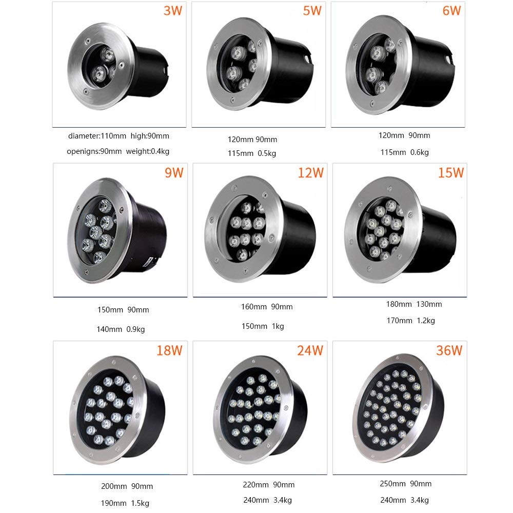 Faretto Incasso A Terra Faretto Illuminazione Alberi Alta Luminosità Faretto Da Incasso A Terra Colore IP67 Impermeabile AC85-265V Usato Per Illuminare Il Muro, Terrazza, Prato ( Colore : Bianco fredd