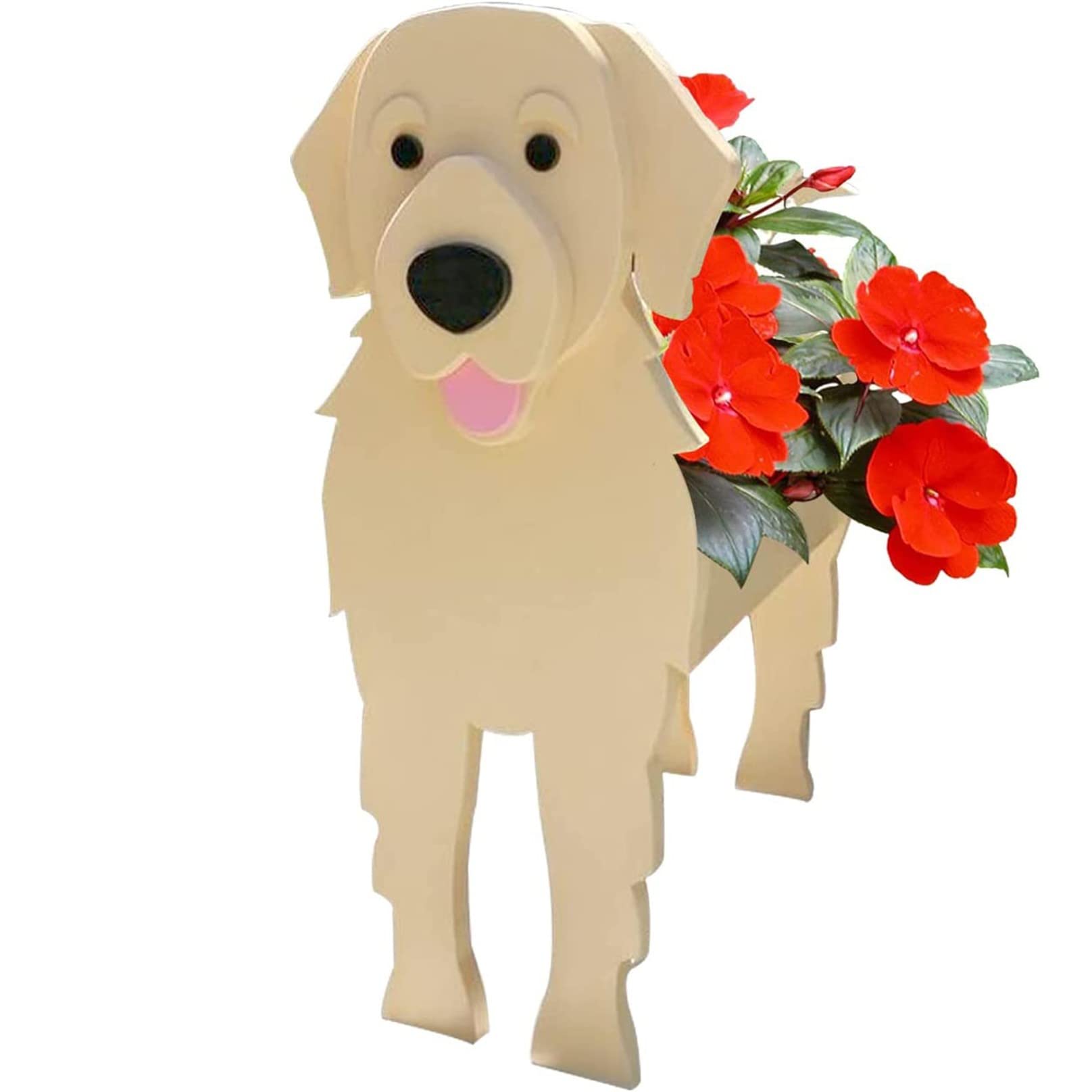 TTiiLoe Cute Dog Planter, Golden Retriever Plant Pots, PVC Herb Garden Flower Pots, Dog Cartoon Shaped Plant Container Holder, Gifts for Pet Lovers, 34x24cm/13.38x9.44in