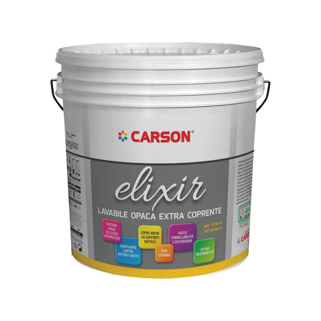 Elixir Pittura Lavabile Extra Coprente Idropittura Murale Per Interni Ed Esterni (14 lt, Bianco)