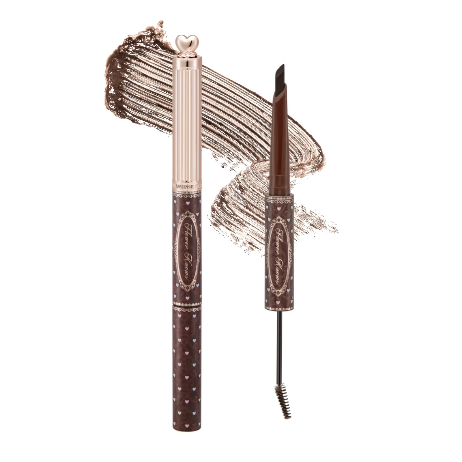 Flower Knows The Sweetie Bear Dual-Ended Brow Gel & Pencil, Long Lasting with Precision Tip, Eyebrow Definer Pencil, Creates Full, Natural-Looking, Tames and Combs Brow Brush (01 Taupe Brown)