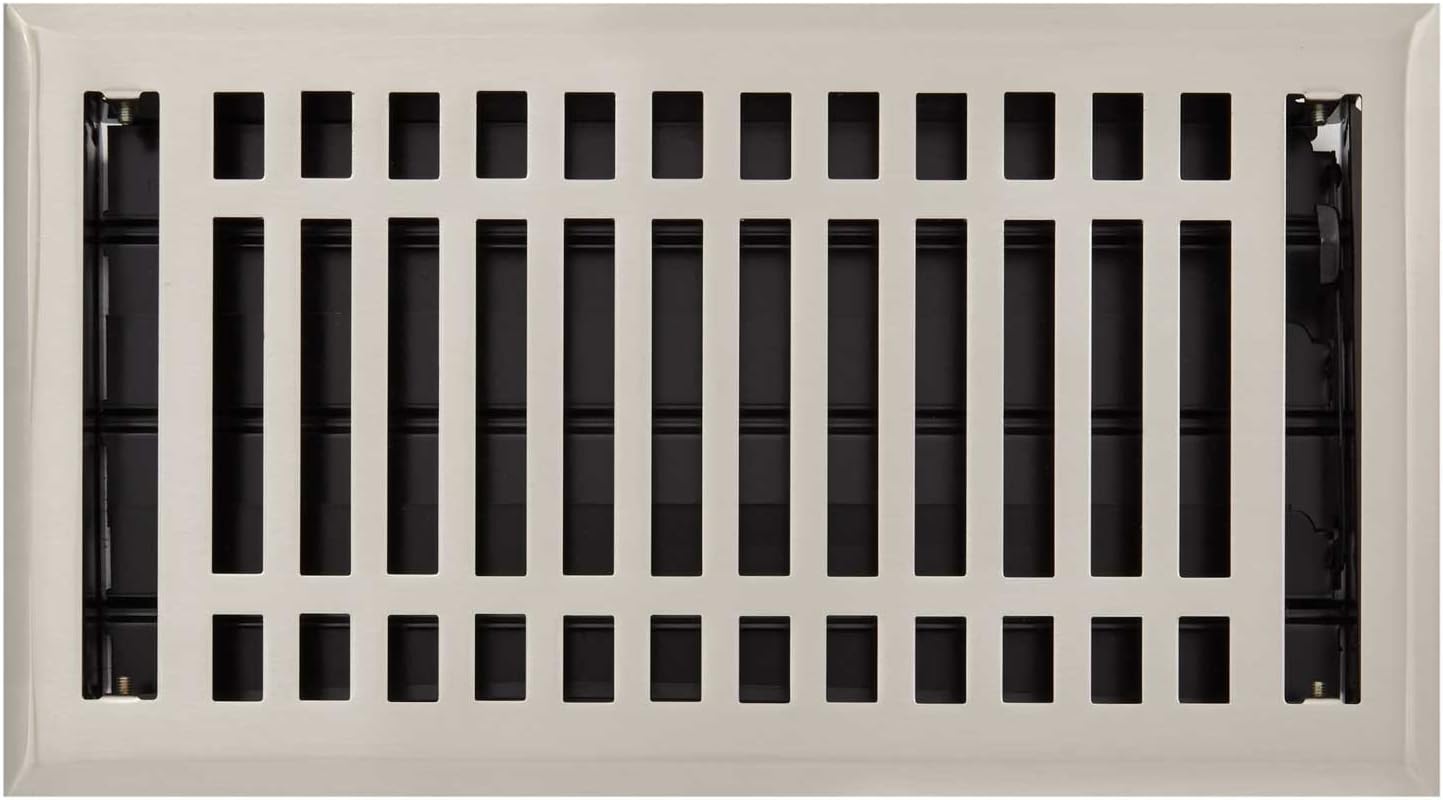 Naiture 2-1/4 X 12 Steel Louvered Floor Register with Damper or Lever Contemporary Style, Brushed Nickel Finish