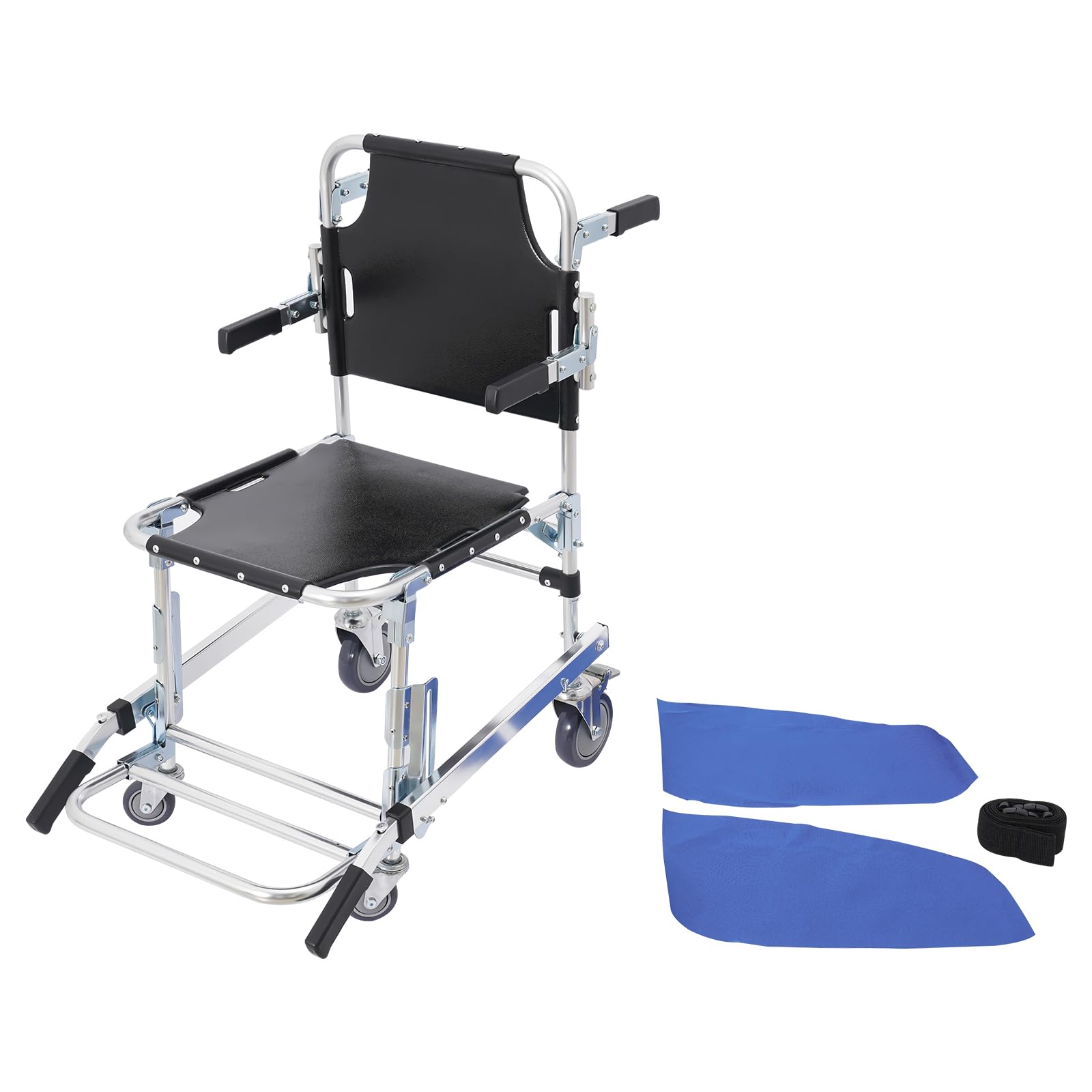 Silla de escalera de aleación de aluminio negra, silla plegable de evacuación, para bomberos rescate al aire libre, centro de primeros auxilios 52 x 100 x 93 cm