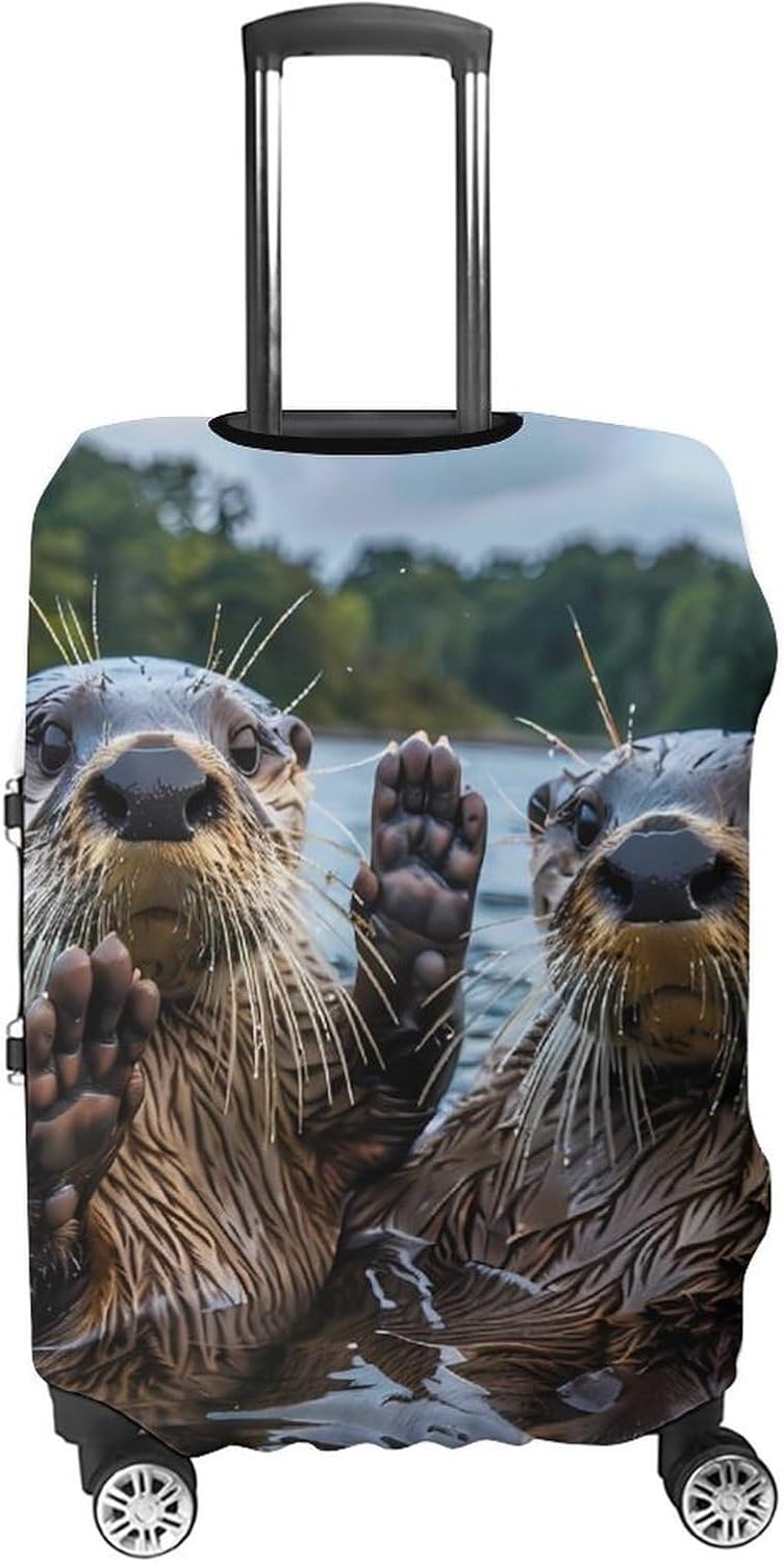 Sea Otters Animal Suitcase Covers for Luggage Carry On Cover Travel Accessories Fit 19-32 Inch image 4