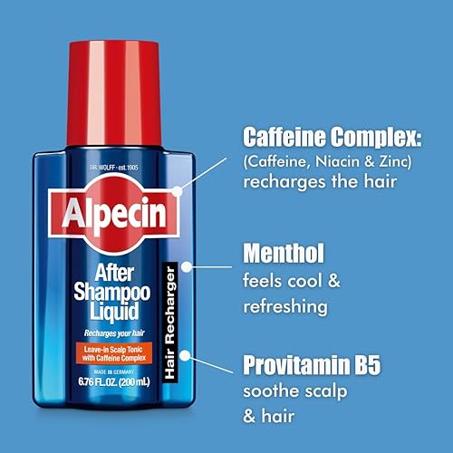 Vista 4 de Alpecin After Shampoo - Líquido de cafeína 6.76 fl oz (paquete de 3) I Solución tópica para el adelgazamiento del cabello masculino I Promueve