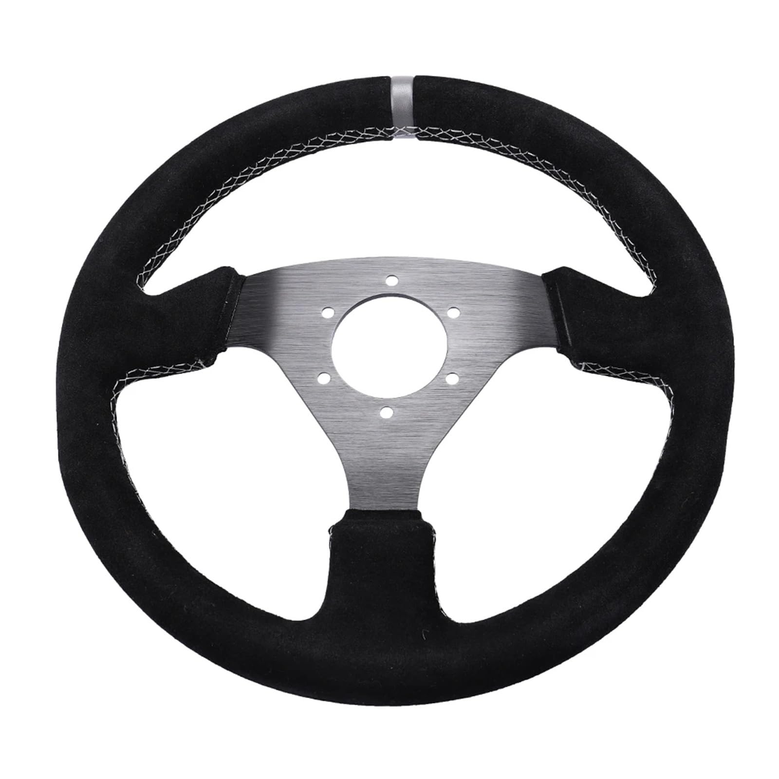 Volante da corsa Volante da 13" (330 mm) in pelle scamosciata nera con suture corsa piatto per corsa rallye