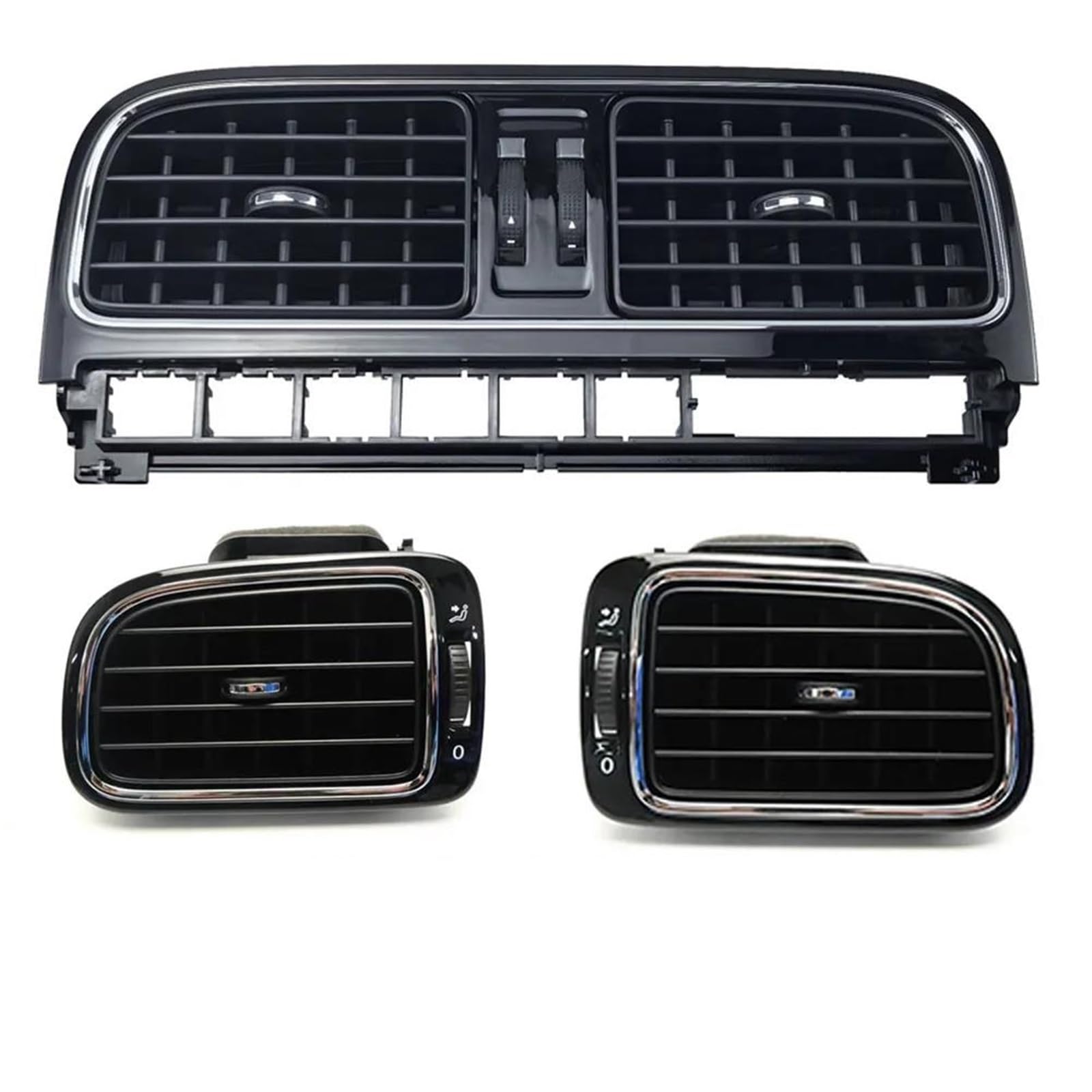Ohocean One Color For Vw For Polo 2011 2012 2013 Car Bright Black Central Dashboard Ac Air Outlet Chrome Vent 6Rd819728 Car Conditioner Outer Vent Air(3 Pcs)