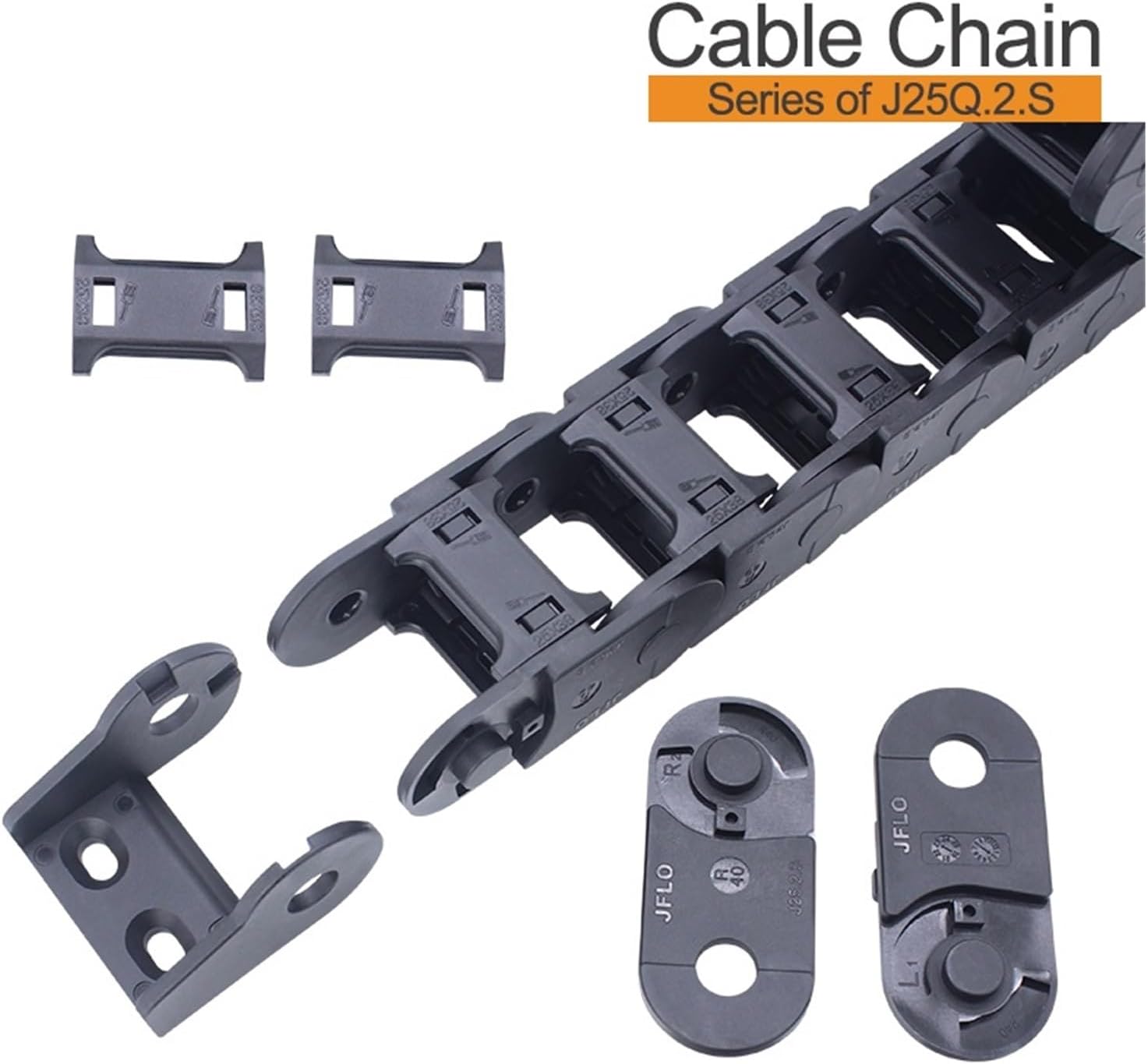 BIRAN 1-Meter Cable Drag Chain.Series of J25Q.2.S-Bridge Type Open of Both Side(150mm,25x25 mm-XJT)