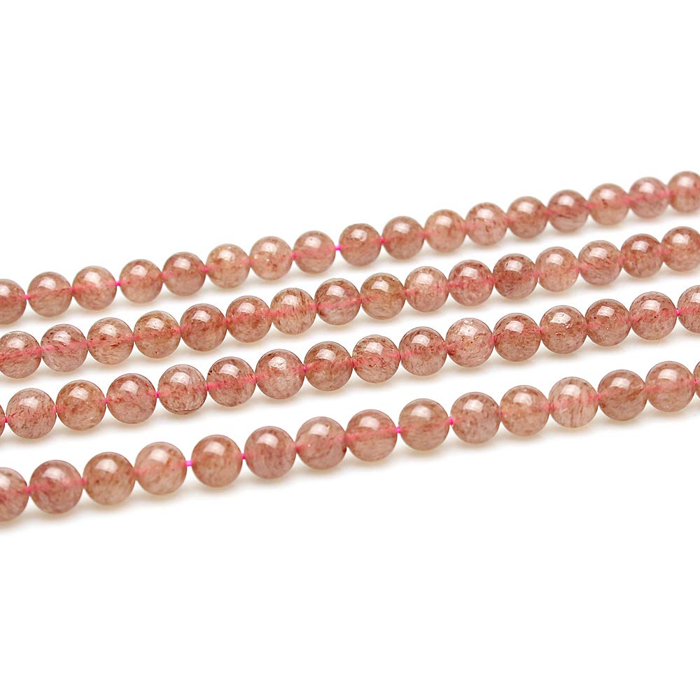 Perles quartz fraise naturel 8mm pour créer vos bracelets d'été et bijoux de plage