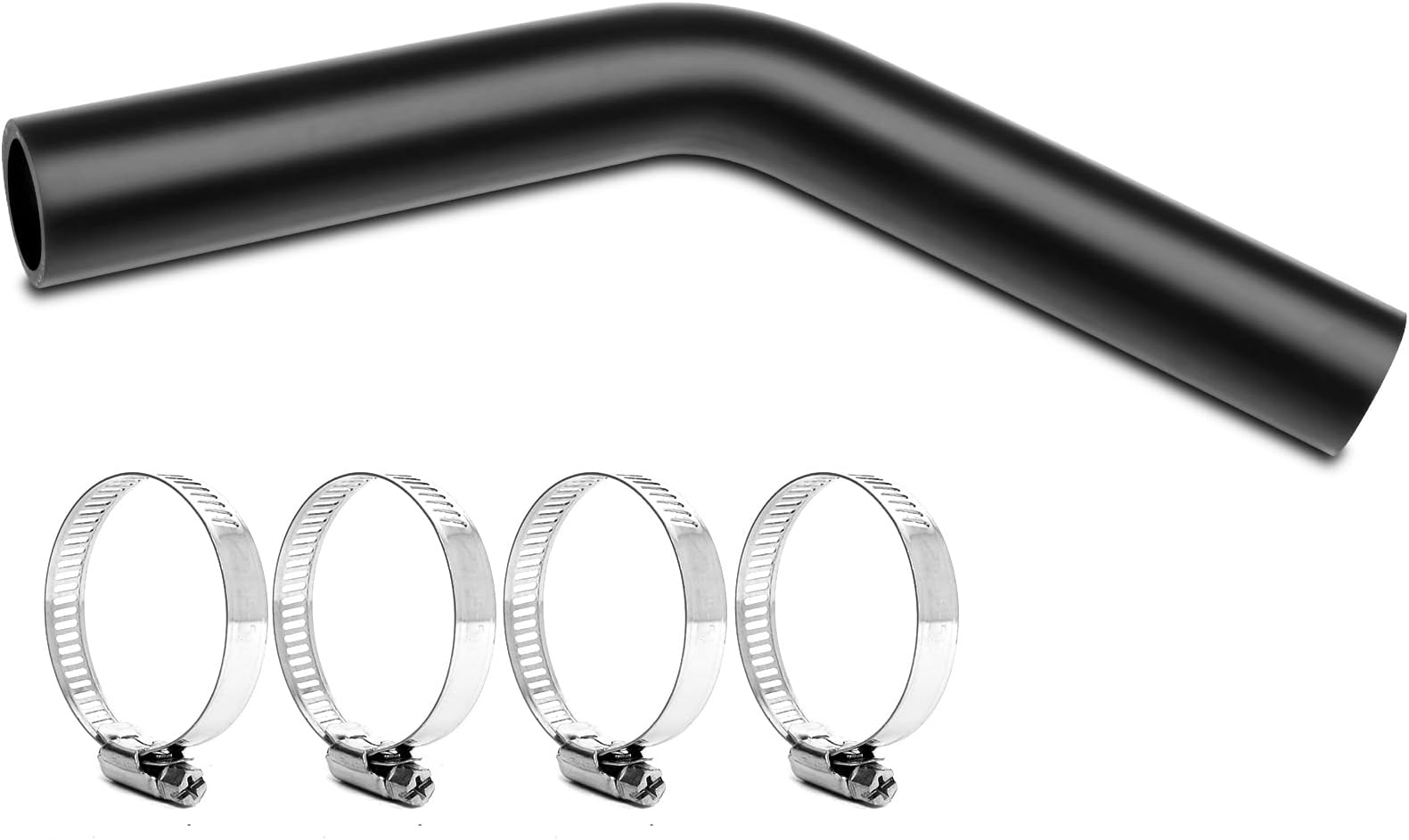 Gasoline Fuel Filler Neck Hose with 4 Hose Clamps,1 inches Inside Diameter Fuel Filler Hose, Reinforced Gas tank filler hose (45 degree, 1" ID)