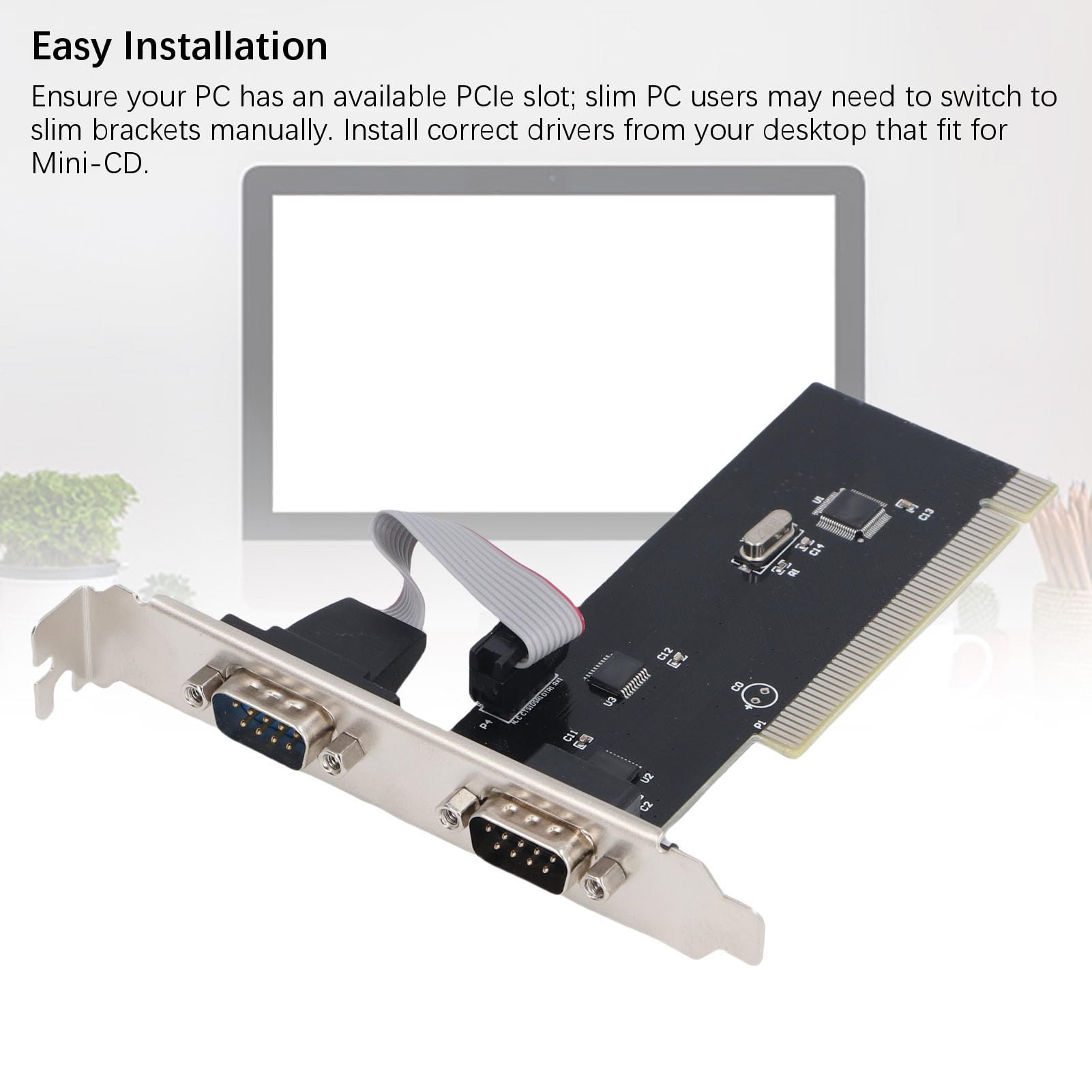 Sanpyl 2 Port PCIe Serial Expansion Card, PCI Express 1.0 x 1 to Industrial DB9 COM RS232 Converter Adapter Controller for Desktop PC