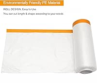 Vista 5 de MARNER 4 rollos de láminas de plástico transparente de 4.9 pies x 65.5 pies, paños de película adhesiva precintados para pintura, cubierta