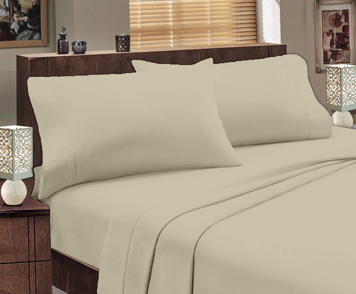 clicktostyle PERCALE T180 EXTRA DEEP MOCHA DOUBLE SIZE FITTED SHEET 16" / 44CM APPROX. POLYCOTTON