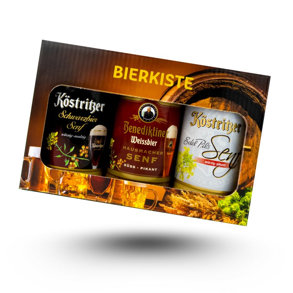 Altenburger Original Bierkiste - drei mit Bier verfeinerte Senfsorten als Geschenk-Set (3-teilig), Geschenkbox für Männer und Frauen
