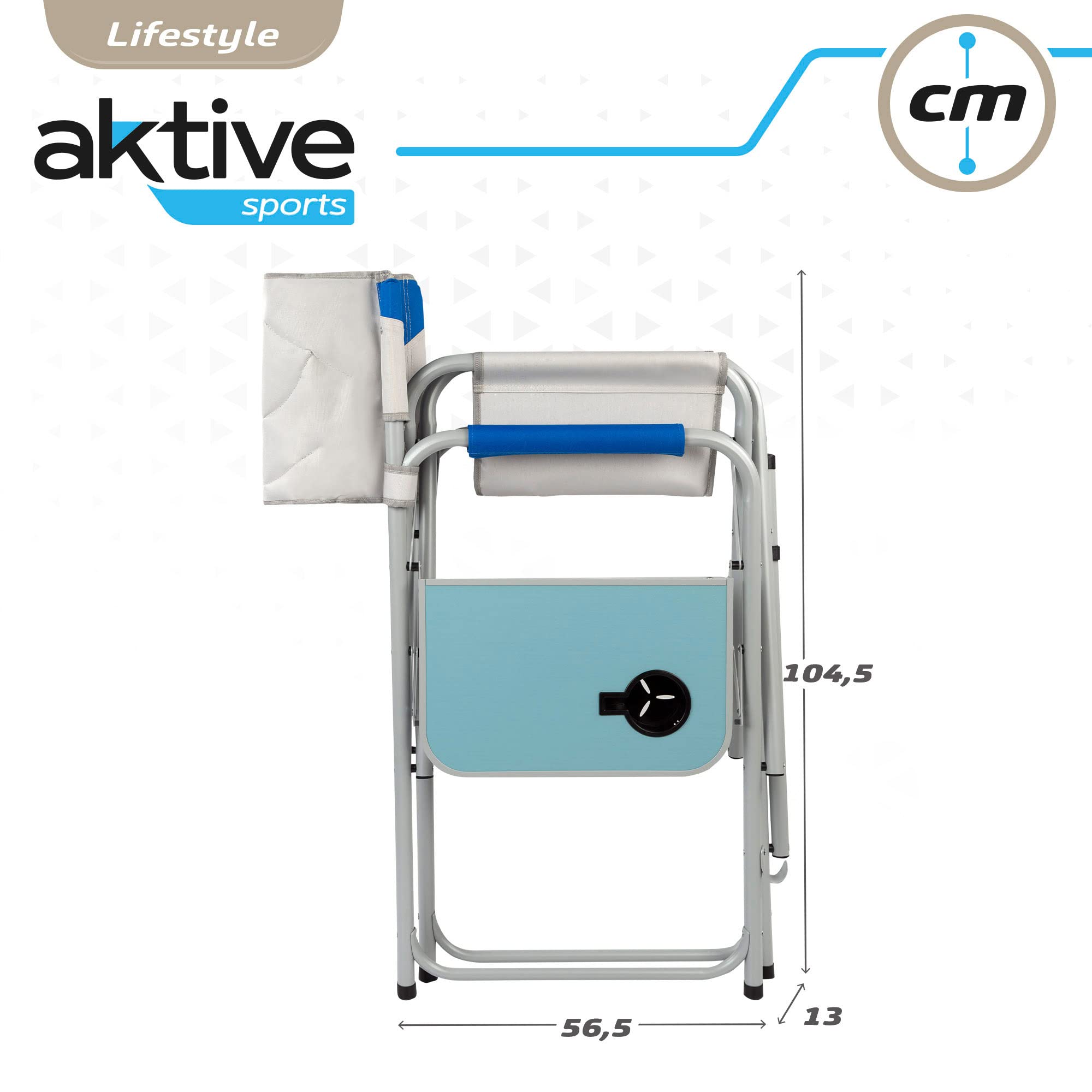 Aktive 52889 - Sedia da regista pieghevole XL | Sedia pieghevole per campeggio, giardino, terrazza | Peso massimo 110 kg | Seggiolone 62 cm