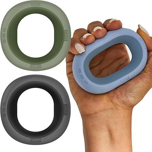 BERTER Anillos fortalecedores de agarre de mano, entrenador de fuerza de agarre, juego de ejercitador de dedos, agarre exprimidor de silicona para